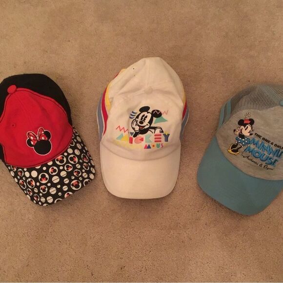 Mickey & Minny Mouse Themed Caps Set of 3 - Picture 1 of 4